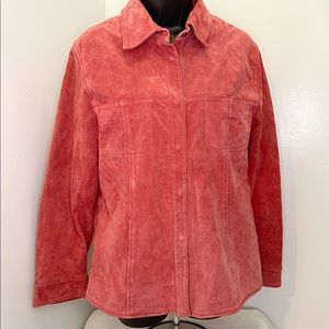 Austin Clothing Co. Vintage Coral Suede Zip Up Long Sleeve Jacket Size Medium